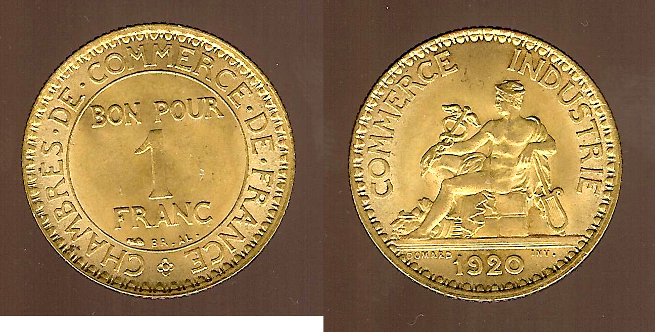 1 franc Chamber of Commerce 1920 Unc/BU
